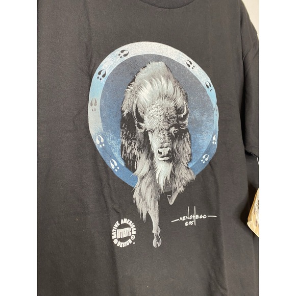Warrior Clothing Men's Menchego Buffalo‎ Graphic Shirt Vtg Black Size Large New - Picture 2 of 7